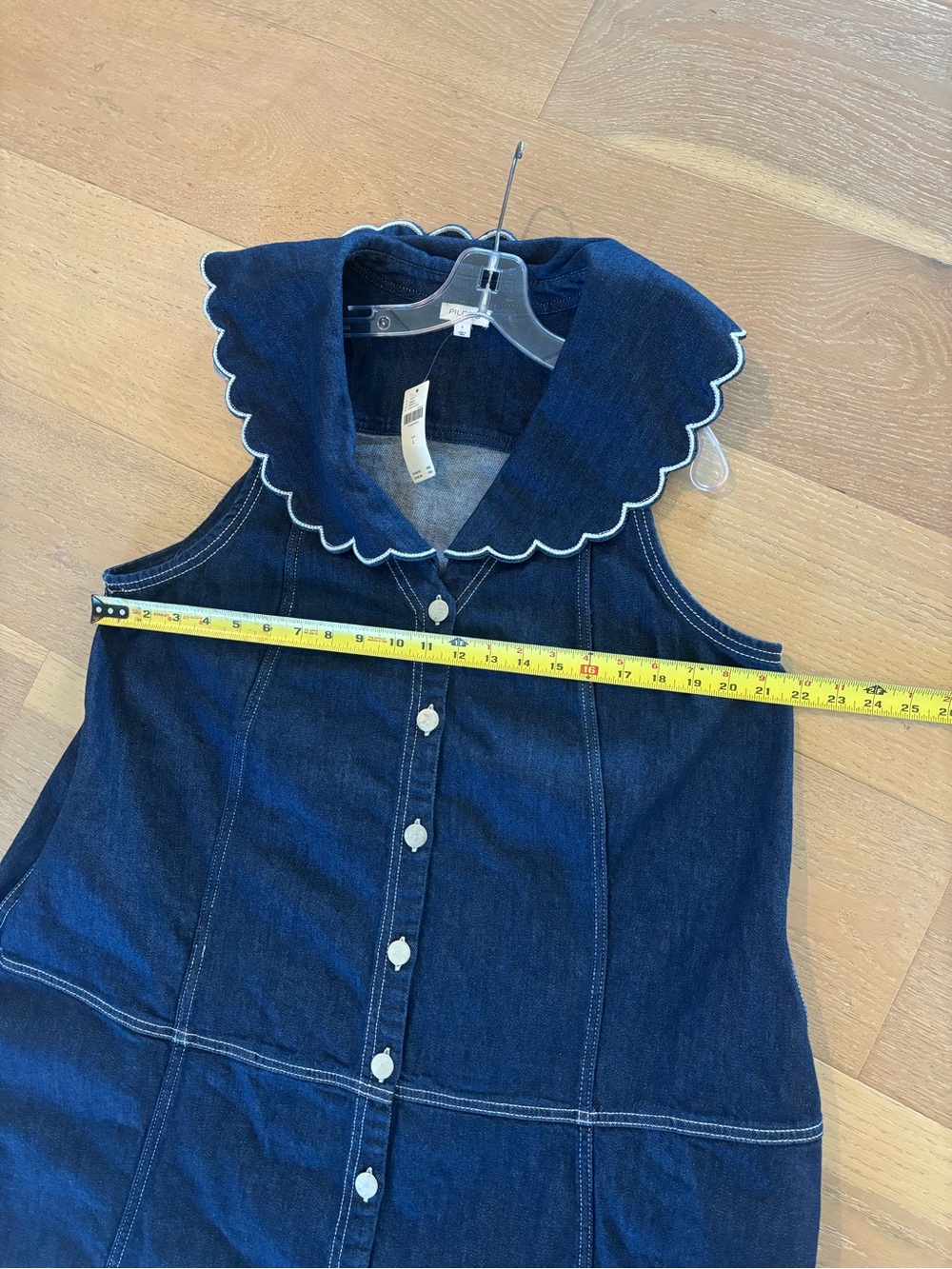 Anthropologie Pilcro Scalloped Denim Buttondown Love Dress Large NWT Nautical - Picture 14 of 15